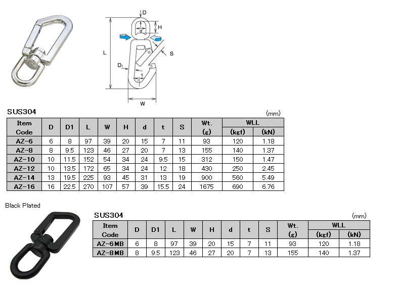 Stainless Steel Net Snaps/Snap Hooks-Type 316 6mm-13mm dia (1/4”-1