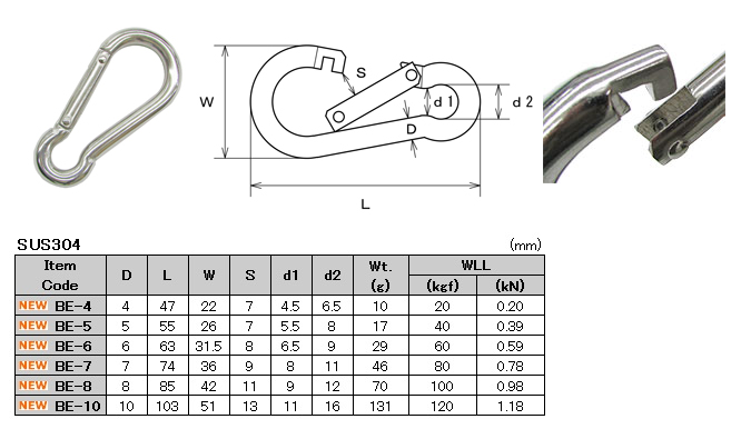 Black 70 mm - 20 mm Snap Hook with Lock