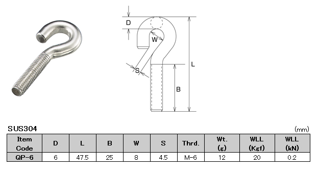 M3 M4 M5 M6 M8-M24 304 Stainless Steel Eye Bolt Marine Lifting Eye